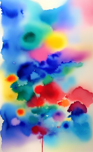 Peinture intitulée "Chromatic Skies" par Steve Woodward, Œuvre d'art originale, Aquarelle