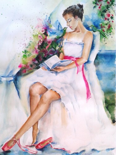 Schilderij getiteld "Antrakt nr 2" door Dk Wrońska, Origineel Kunstwerk, Aquarel