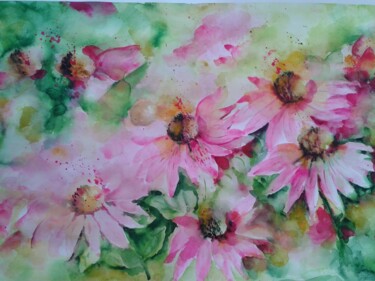 Painting titled "Jeżówka nr 4" by Dk Wrońska, Original Artwork, Watercolor