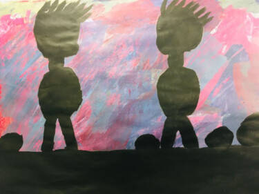 Painting titled "l'ombre de cagnone" by Aristide Ngotta, Original Artwork, Acrylic