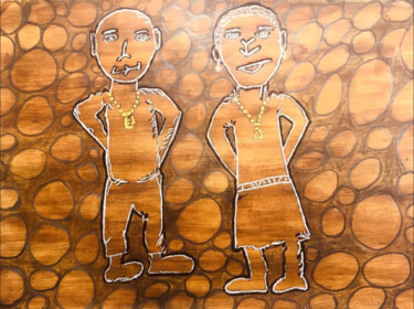 Malerei mit dem Titel "Bouhoussou" von Aristide Ngotta, Original-Kunstwerk, Acryl