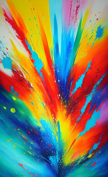 Peinture intitulée "Color Cascade" par Steve Woodward, Œuvre d'art originale, Acrylique