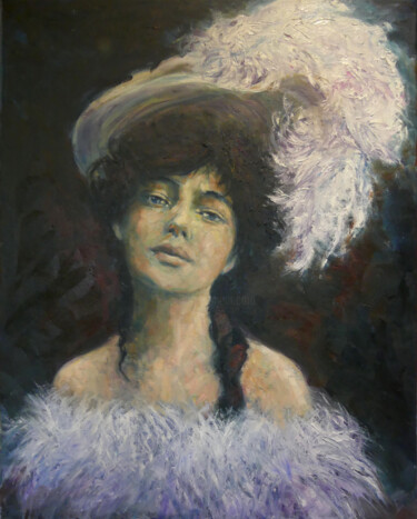 Peinture intitulée "Evelyn Nesbit" par Muriel Henry, Œuvre d'art originale, Huile Monté sur Châssis en bois