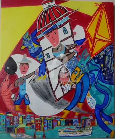 Emporte-moi dans le grand ciel bleu du bel oiseau de toile. 绘画 标题为“Emporte-moi dans le…” 由Magaly Milkowski, 原创艺术品, 丙烯 安装在木质担架架上