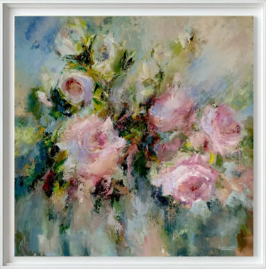 Peinture intitulée "Roses dans la Brume" par Iryna Malynovska, Œuvre d'art originale, Huile Monté sur Châssis en bois