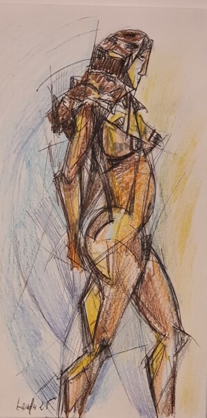 Desenho intitulada "Nu de Vitruve" por Laudu, Obras de arte originais, Lápis