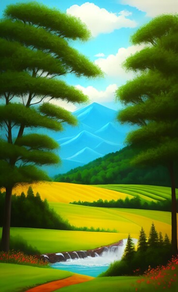 Peinture intitulée "Lush Reflections in…" par Steve Woodward, Œuvre d'art originale, Huile