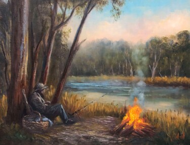 绘画 标题为“Tranquil Waters” 由Christopher Vidal, 原创艺术品, 油 安装在纸板上