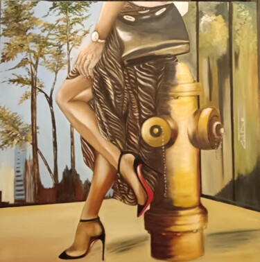 "BELLE JUPE" başlıklı Tablo Catherine Degrenne tarafından, Orijinal sanat, Petrol artwork_cat. üzerine monte edilmiş