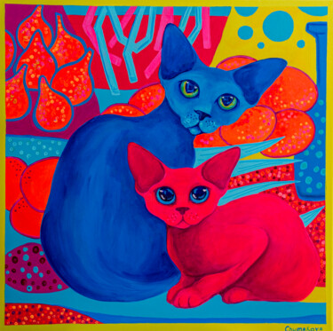 Painting "Orange mood" 2025 Painting titled "Painting "Orange mo…" by Oksana Chumakova, Original Artwork, Acrylic Mounted on Wood Stretcher frame