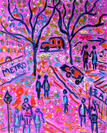 Schilderij getiteld "Maubert" door Jean Mirre, Origineel Kunstwerk, Olie