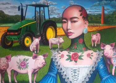 Maîtrise de l' homme sur la nature qui maîtrise l' homme . 绘画 标题为“Maîtrise de l' homm…” 由Valérie Haugmard, 原创艺术品, 丙烯 安装在木质担架架上