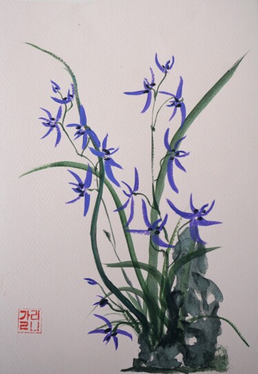 Peinture intitulée "Grace of the Orchid…" par Galina Vasiljeva, Œuvre d'art originale, Acrylique