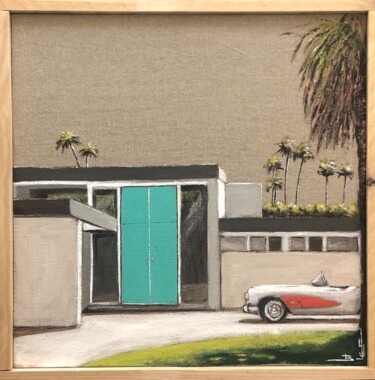 Peinture intitulée "Villa californienne" par B-Lec, Œuvre d'art originale, Acrylique Monté sur Châssis en bois