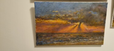 제목이 "Coucher de soleil a…"인 미술작품 Denyvatin - Artiste Peintre Internationa로, 원작, 기름 나무 들것 프레임에 장착됨
