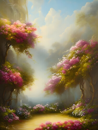 数字艺术 标题为“Garden of Light” 由Meahau, 原创艺术品, AI生成的图像
