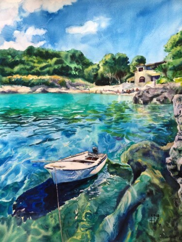 绘画 标题为“"Secluded Bay"” 由Наталья Худякова, 原创艺术品, 水彩