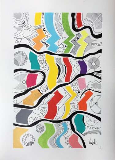 Peinture intitulée "25014 Tout un monde" par Pascal Cavalli, Œuvre d'art originale, Acrylique