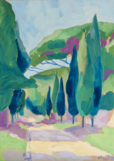 Peinture intitulée "Via Appia" par Bénédicte Basili, Œuvre d'art originale, Huile Monté sur Châssis en bois