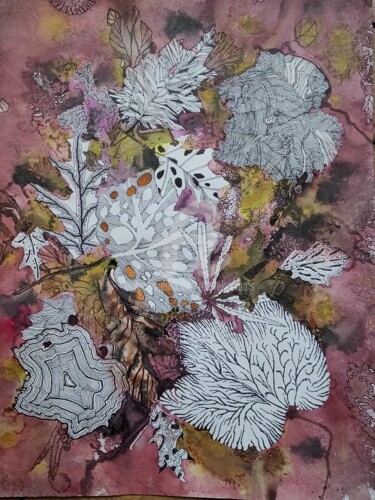 绘画 标题为“feuille et cannabis” 由Mariekverbois, 原创艺术品, 墨