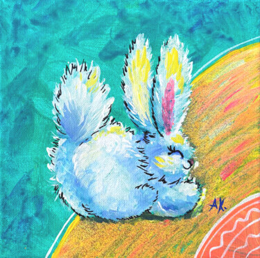 Blue Easter Bunny - Hand-Painted Colorful Acrylic