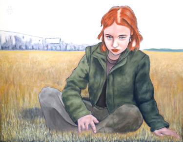 Dziewczyna w zielonej bomberce Girl in a green bomber jacket 绘画 标题为“Dziewczyna w zielon…” 由Marcin Filip Banasik, 原创艺术品, 丙烯 安装在木质担架架上