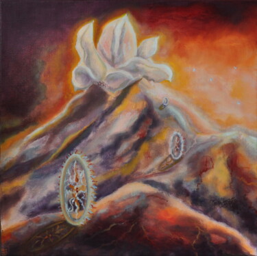 Peinture intitulée "Naissance du monde" par Petra Jacenkova, Œuvre d'art originale, Huile Monté sur Châssis en bois