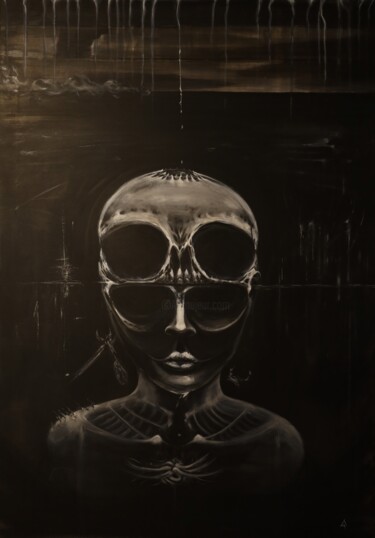 Malerei mit dem Titel "Black Sza" von Kamil Jaworek, Original-Kunstwerk, Acryl