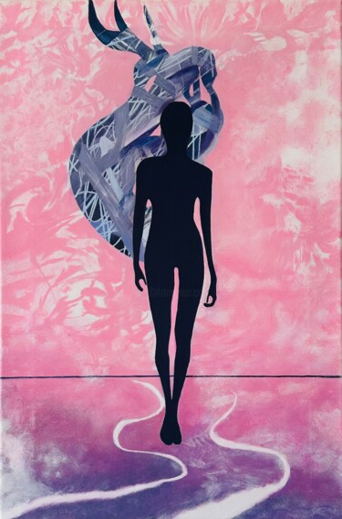 Schilderij getiteld "Illusory beauty" door Margarita Pakhomova, Origineel Kunstwerk, Acryl Gemonteerd op Frame voor houten b…