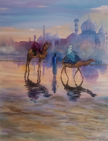 "Mirage of the East" is a unique oil painting (50x60 cm) 绘画 标题为“"Mirage of the East…” 由Natalia Malicka (ARTPOSITIVE / ARTPOZYTYW), 原创艺术品, 油 安装在木质担架架上