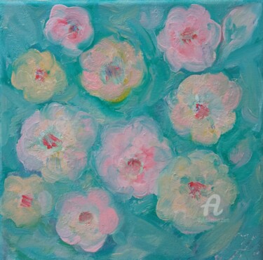 Painting titled "Нежная мальва" by Tatiana Kiseleva, Original Artwork, Oil