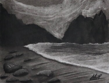 Disegno intitolato "Loneliness 005" da Alicia Lopez, Opera d'arte originale, Carbone