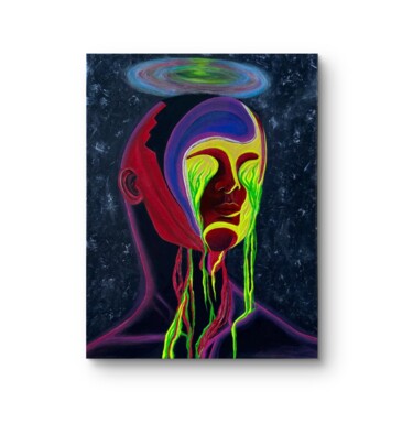 「Lumen Flux」というタイトルの絵画 Francesca Deiによって, オリジナルのアートワーク, アクリル ウッドストレッチャーフレームにマウント