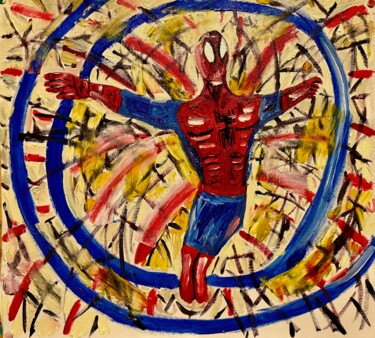 Pittura intitolato "Flying Spider man" da Mario Pratesi, Opera d'arte originale, Olio