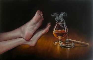 Painting titled "on the relaxed side" by Karas Gleb, Original Artwork, Oil