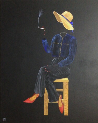 Peinture intitulée "L'élégante invisible" par Alain Peyrou, Œuvre d'art originale, Huile