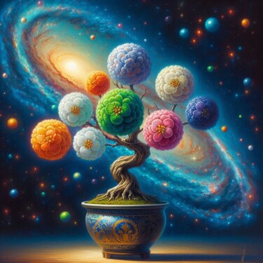 Digital Arts titled "Bonsái 16 galaxia a…" by Rogo Lino, Original Artwork, AI generated image Mounted on artwork_cat.