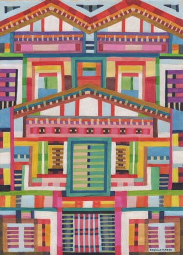 Dessin intitulée "Chalet N° 10" par Delphine Mabed, Œuvre d'art originale, Marqueur