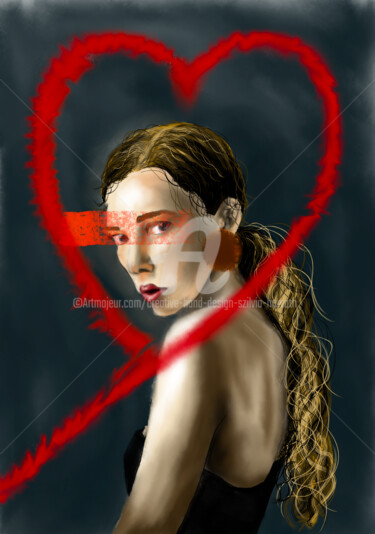 Red Boundary Painting titled "Red Boundary" by Creative Hand Design Szilvia Horváth, Original Artwork, Digital Painting