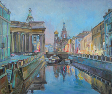 Painting titled "Белая ночь." by Dmitry Veltishchev, Original Artwork, Oil