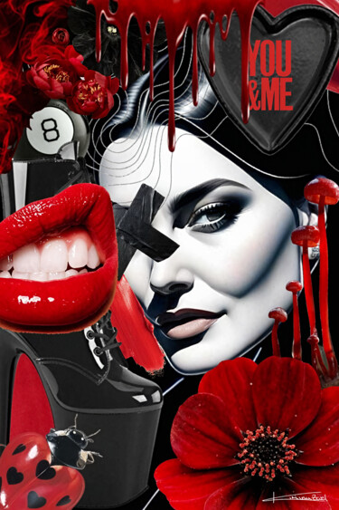 Digital Arts με τίτλο "You & Me" από Kim Van Zwol, Αυθεντικά έργα τέχνης, Ψηφιακό Κολάζ Τοποθετήθηκε στο Ξύλινο πάνελ