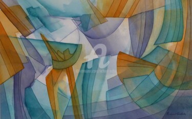 Peinture intitulée "Abstraction 01-25" par Richard Aubin, Œuvre d'art originale, Aquarelle