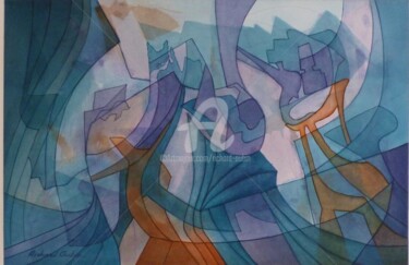 Peinture intitulée "Abstraction 03-24" par Richard Aubin, Œuvre d'art originale, Aquarelle