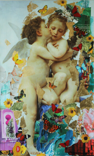 Summer kiss. Painting titled "Summer kiss." by Marina Podgaevskaya, Original Artwork, Collages