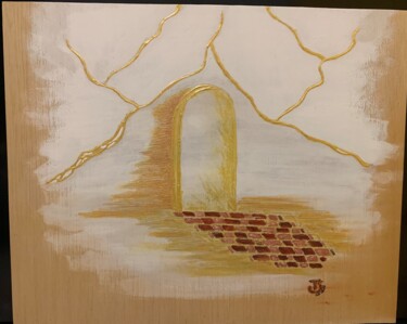 Painting titled "Kitsungi" by Tiffany Soulard, Original Artwork, Acrylic Mounted on Wood Panel