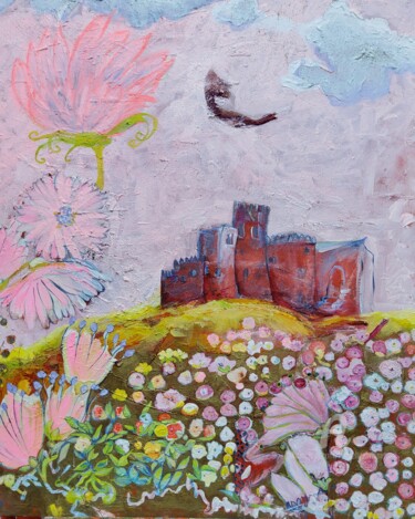 Schilderij getiteld "Le château en Espag…" door Isabelle Brisset, Origineel Kunstwerk, pigmenten Gemonteerd op Frame voor ho…