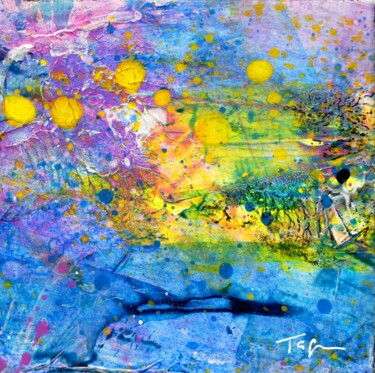 Painting titled "PRINTEMPS" by Evelyne Tagneres, Original Artwork, Acrylic Mounted on Wood Panel