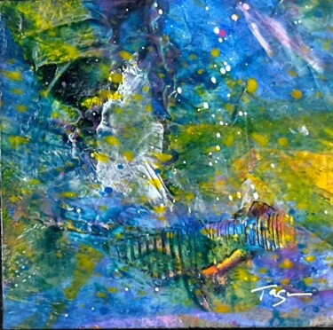 Peinture intitulée "Rivière" par Evelyne Tagneres, Œuvre d'art originale, Acrylique Monté sur Panneau de bois