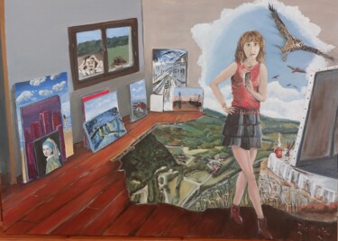 "Le peintre en plein…" başlıklı Tablo Mic.H.Eld tarafından, Orijinal sanat, Petrol Ahşap Sedye çerçevesi üzerine monte edilm…