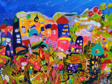 Peinture intitulée "LA REINE DES PRÉS" par Isabelle Brisset, Œuvre d'art originale, Acrylique Monté sur Châssis en bois